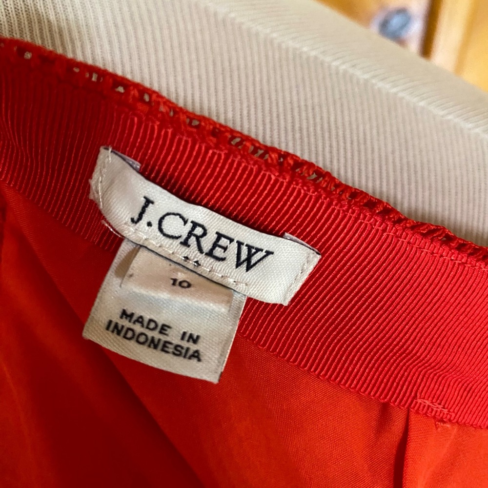 J. Crew Red Fringe Lace Mini Skirt 10 Zip Party Festival Bold Bright - Picture 2 of 7